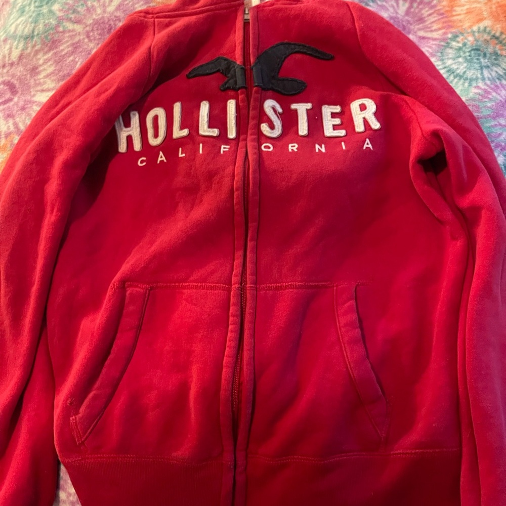 Hollister Bright Red Hoodie with Logo